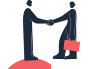 Illustrasjon av to personer som hilser på hverandre