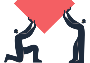 Illustrasjon av en person som sitter og leser en bok