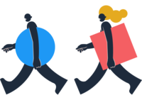 Illustrasjon av to personer som går i takt