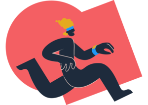 Illustrasjon av en person som løper raskt